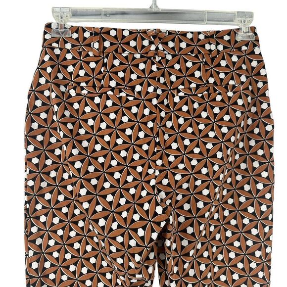 Anthropologie Essential Collection Pants Slim Straight Size 6 Brown Geometric - Picture 5 of 8